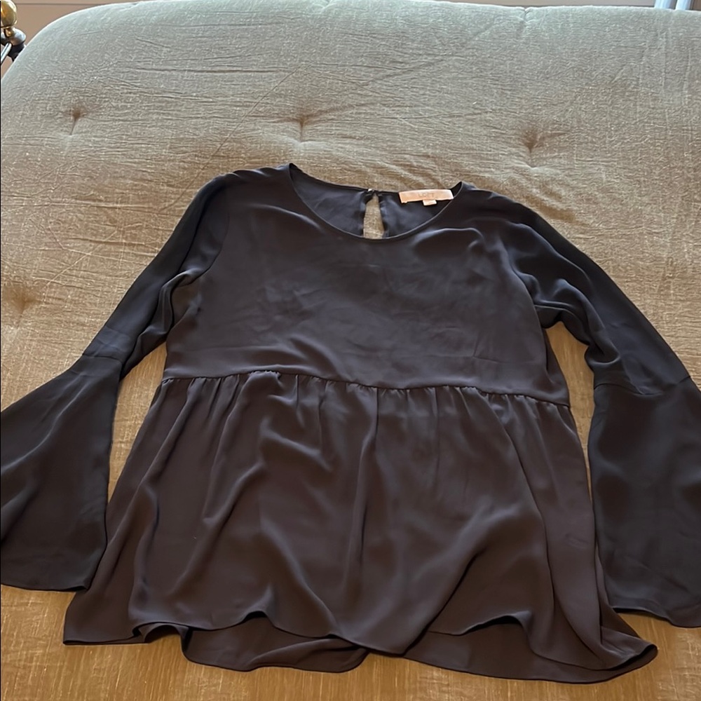 LOFT Gray Peplum Blouse Relaxed Style